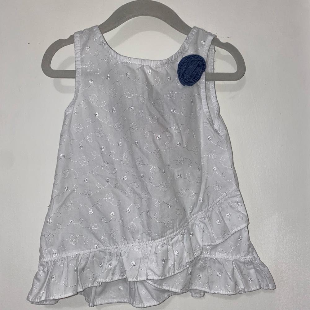 Penelope Mack White Top with Navy Accents